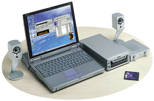 PCG-XG with MiniDisc drive MDS-PC2 and external speakers.png